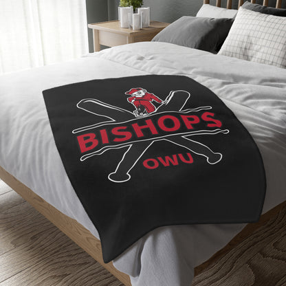 Bishops Baseball Crossbat Graphic Super Soft Velveteen Microfiber Blanket (Two-sided print)