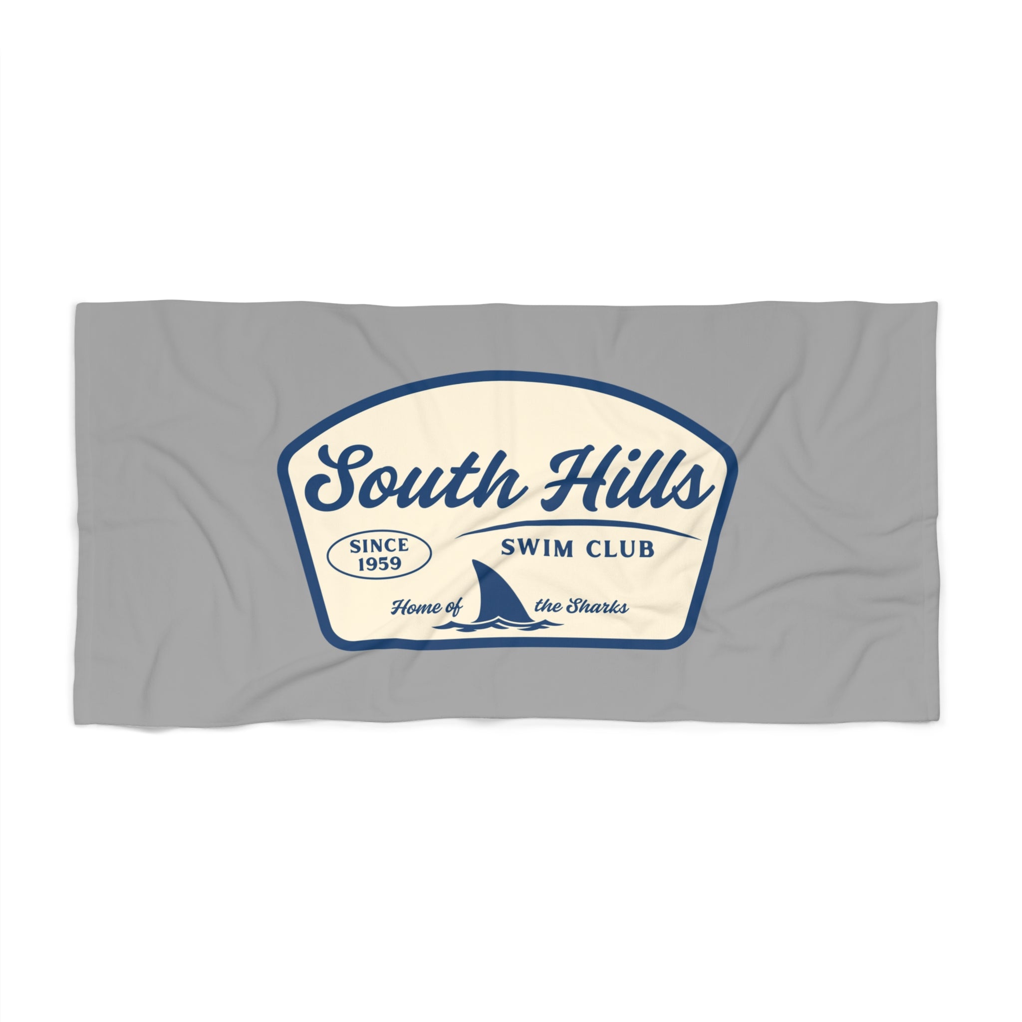 South Hills Swim Club Home of the Sharks Graphic Beach Towel