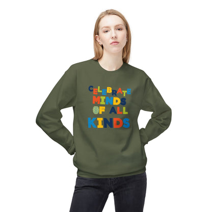 Adult Unisex Celebrate Minds Of All Kinds Graphic Soft Style Sweatshirt