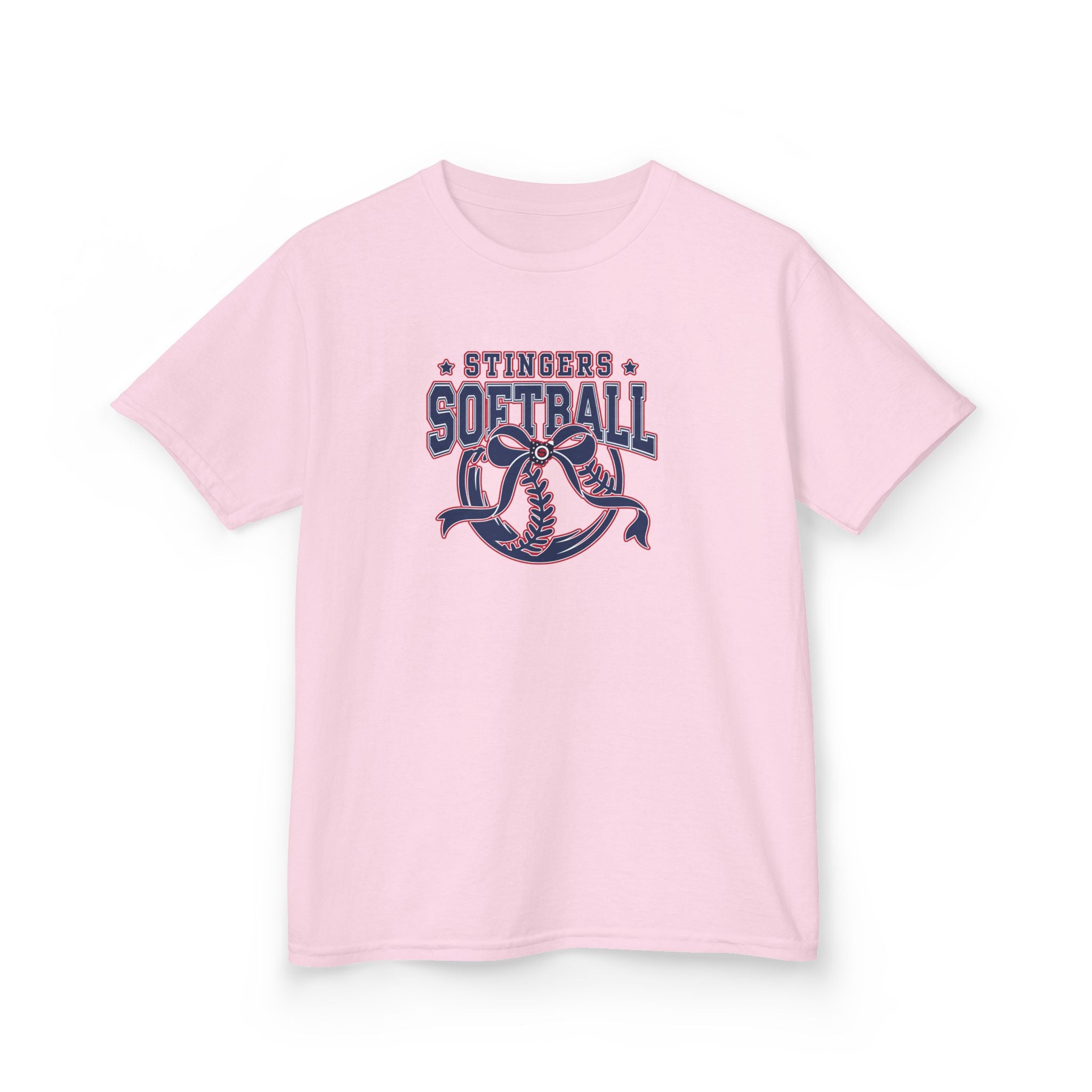 Youth Stingers Softball Spirit Bow Graphic Short Sleeve Gildan Heavy Tee