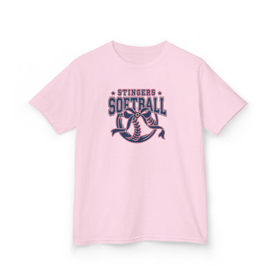 Youth Stingers Softball Spirit Bow Graphic Short Sleeve Gildan Heavy Tee