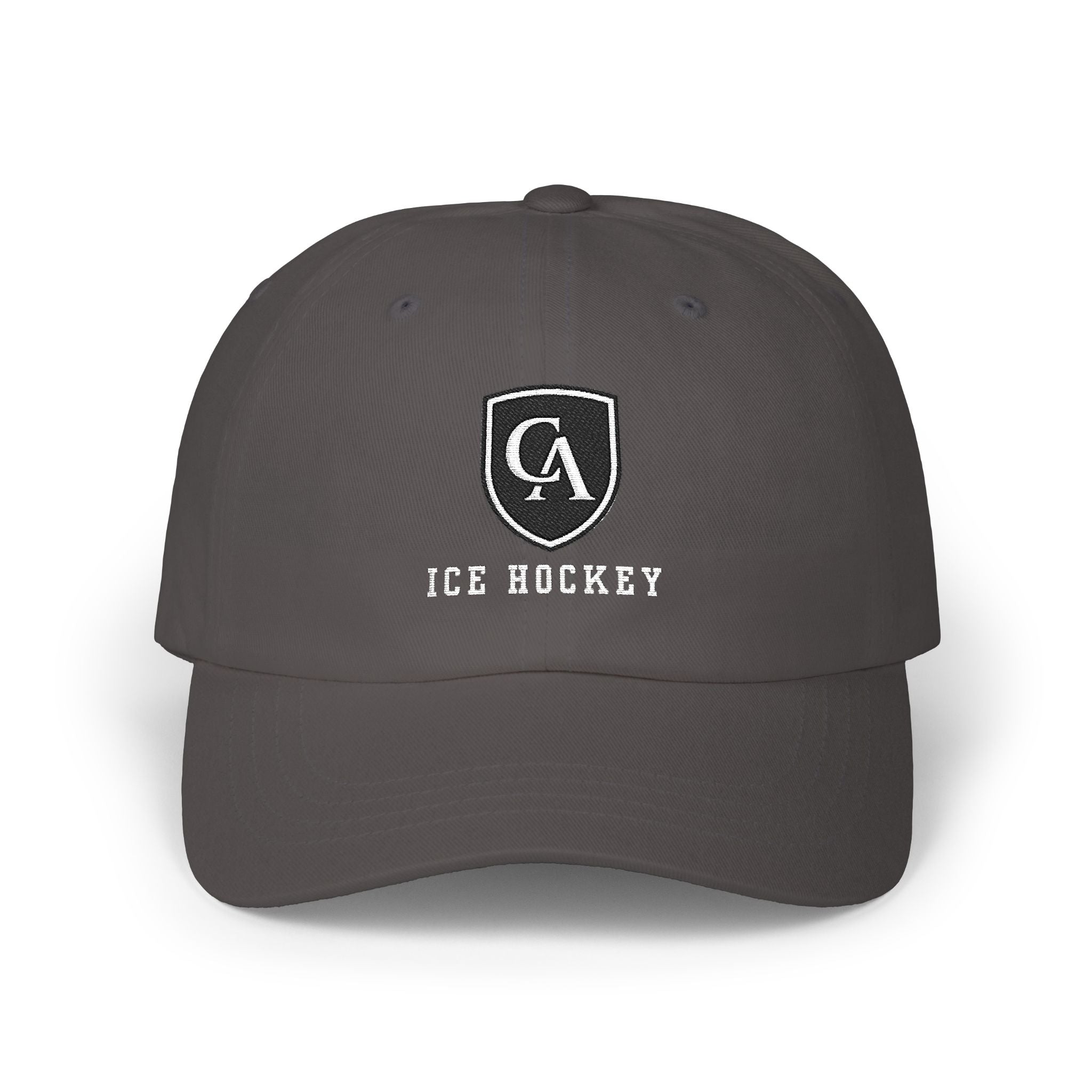 Adult Unisex Columbus Academy Vikings Ice Hockey White Embroidered Logo Dad Cap