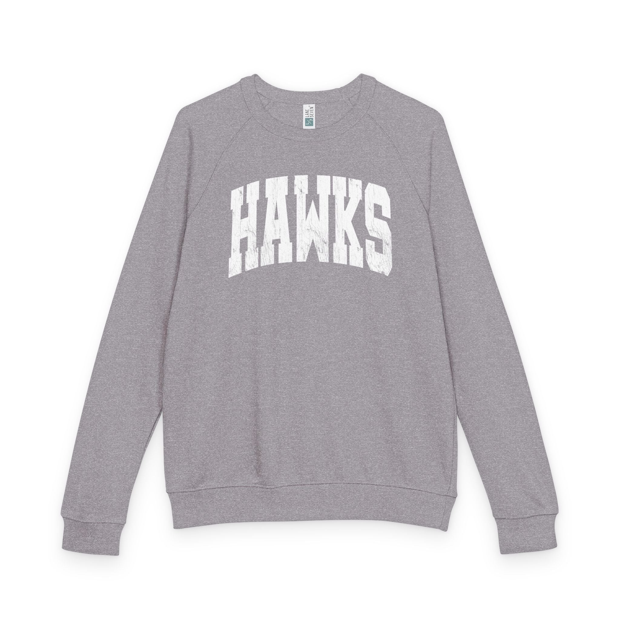 Adult Unisex Westerville Central Distressed Oversized Hawks Graphic French Terry Raglan Crewneck