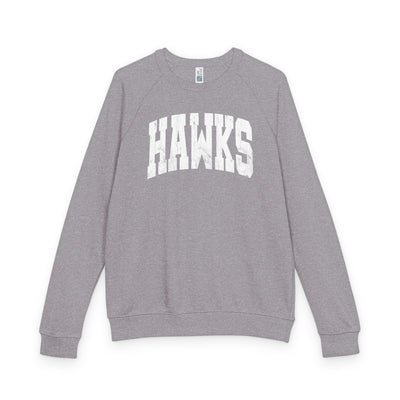 Adult Unisex Westerville Central Distressed Oversized Hawks Graphic French Terry Raglan Crewneck
