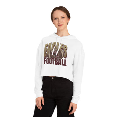 Women's New Albany First-Down Distressed Football Graphic Crop Hoodie