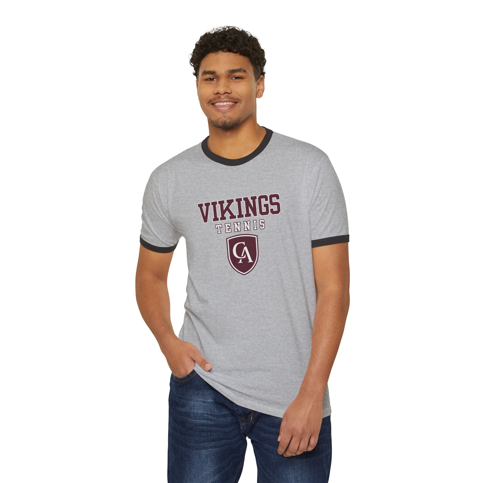 Adult Unisex Columbus Academy Vikings Tennis Graphic Short Sleeve Ringer Tee
