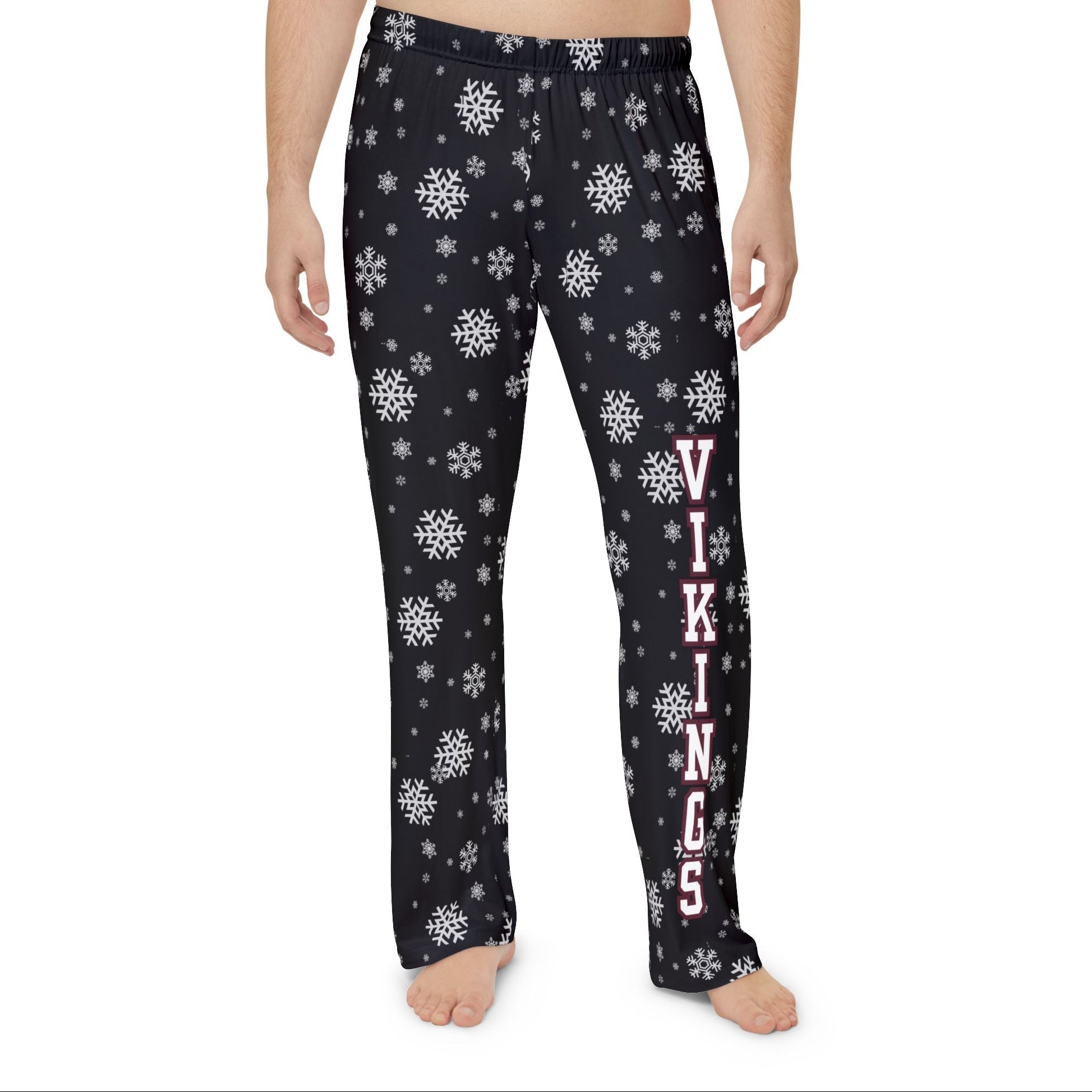 Men's Columbus Academy Vikings Spirited Snowflake Black Printed Pajama Pants