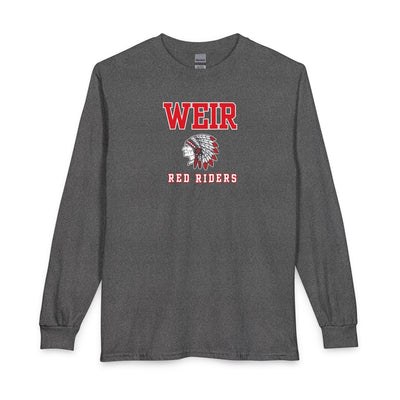 Adult Unisex Weir Red Riders Classic Mascot Graphic Long Sleeve Gildan Tee