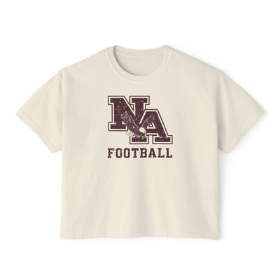 Women's New Albany Football Distressed Vintage Logo Graphic Boxy Crop Short Sleeve Tee