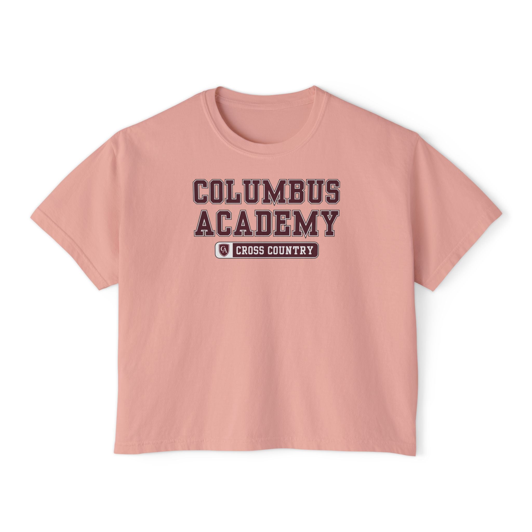 Women's Columbus Academy Cross Country Graphic Boxy Crop Short Sleeve Tee