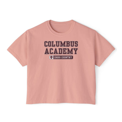 Women's Columbus Academy Cross Country Graphic Boxy Crop Short Sleeve Tee