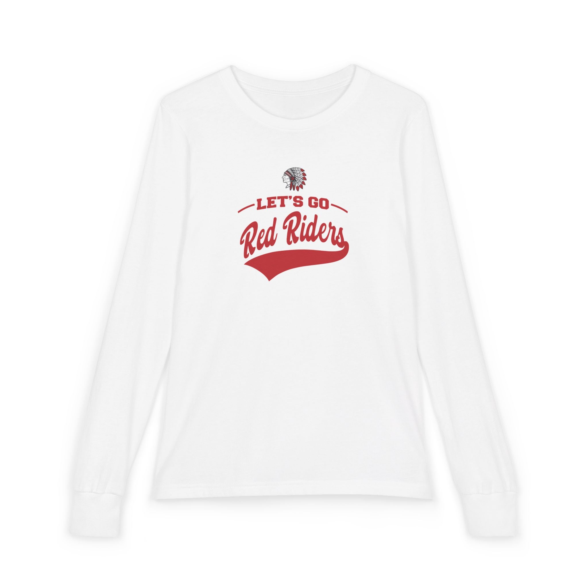 Youth Let's Go Red Riders Graphic Bella + Canvas Long Sleeve Soft Tee