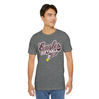 Adult Unisex Sporty Script Softball Eagles Graphic Short Sleeve Soft Tee