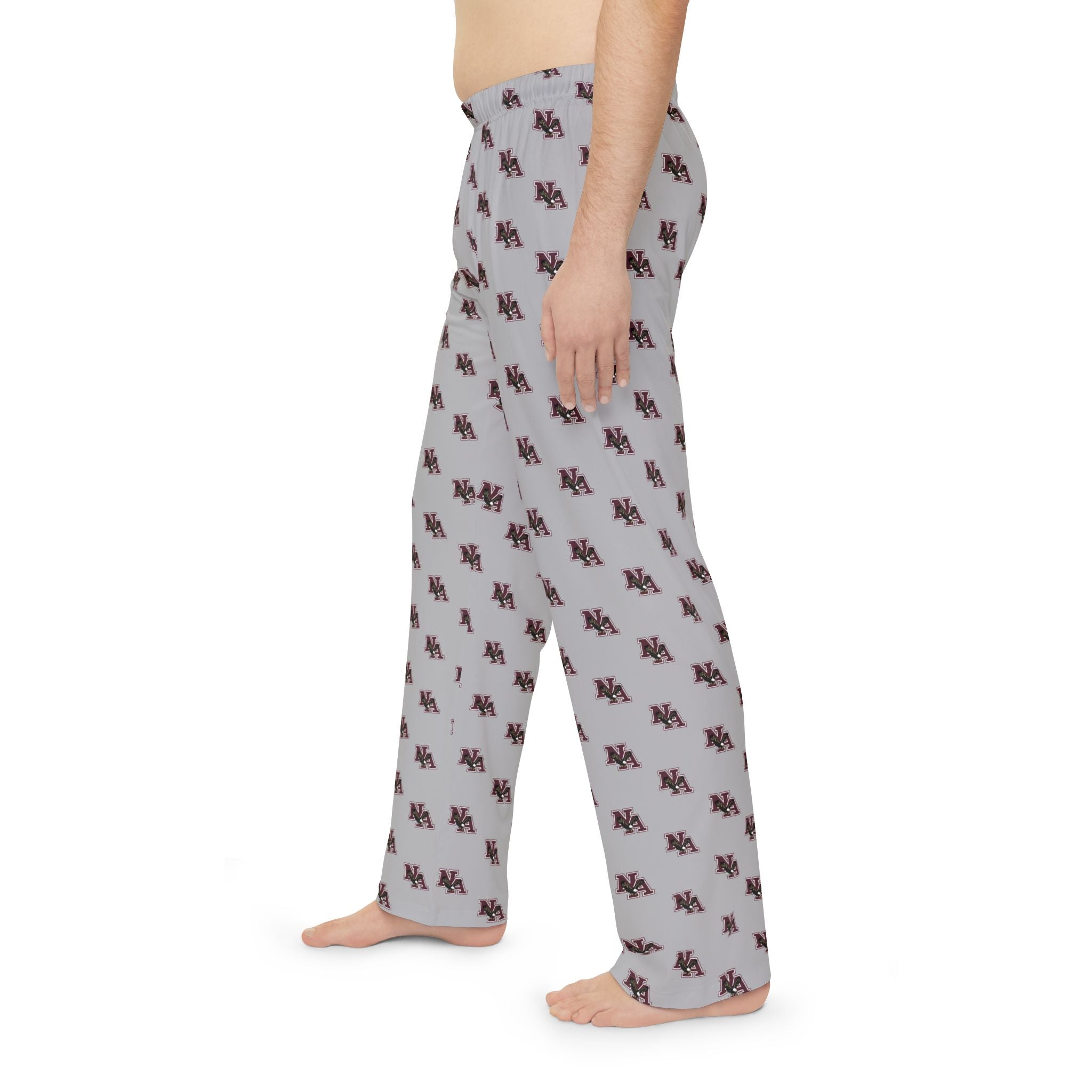 Men's Pajama Pant in Grey with Allover Classic Maroon Logo Print