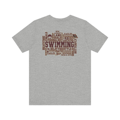 Adult Unisex Swim & Dive Classic Logo with Word Pool Back Graphic Soft Short Sleeve Tee