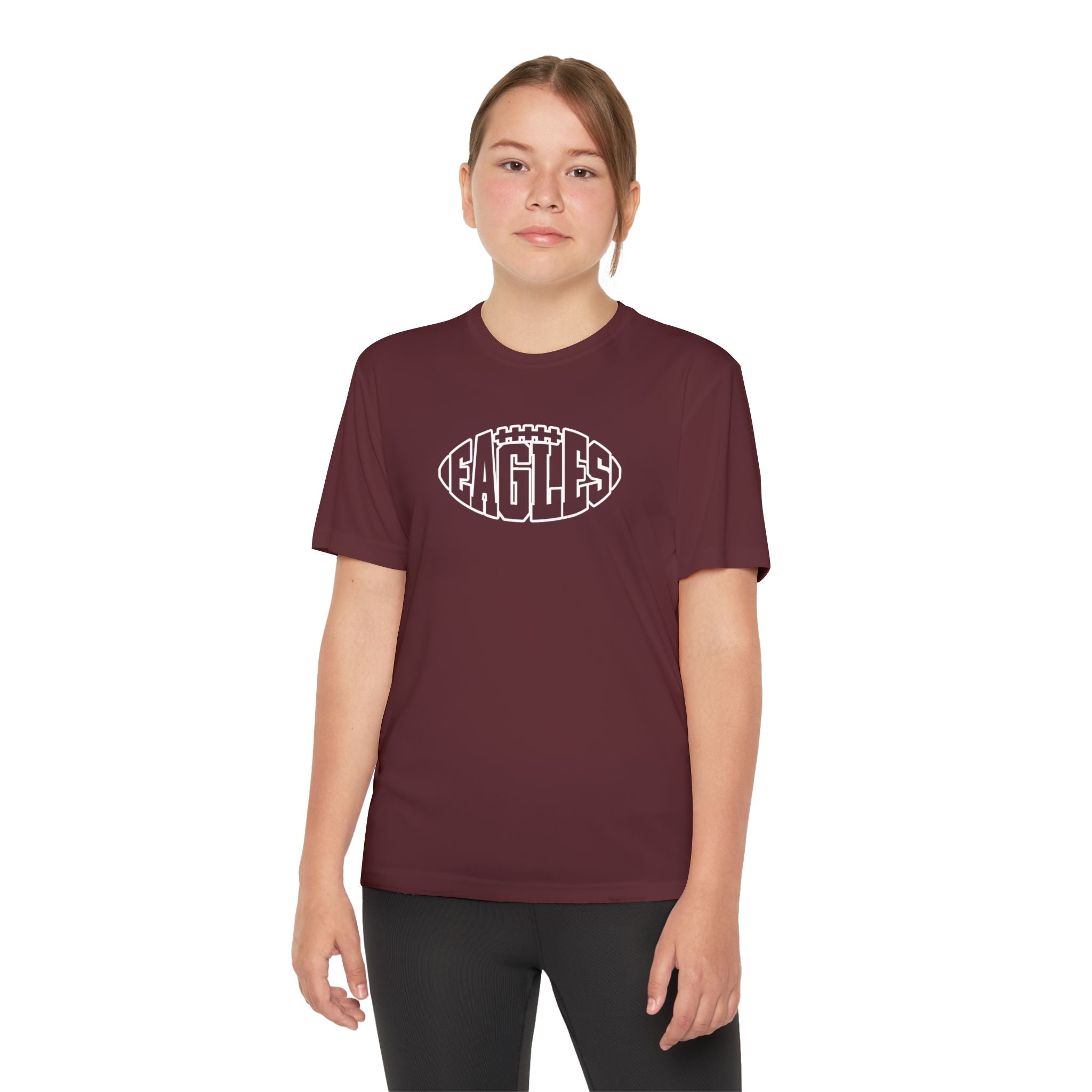 Youth New Albany Football Eagle Ball Graphic Sport-Tek Competitor Performance Tee