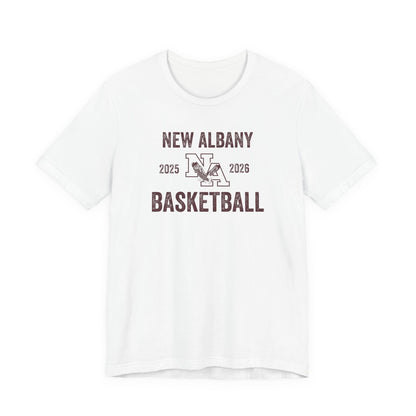 Adult Unisex Vintage Distressed New Albany Basketball Graphic Short Sleeve Soft Tee