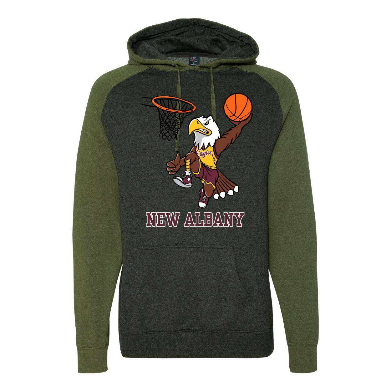 Adult Unisex Vintage Dunking Eagle Raglan Hoodie Sweatshirt