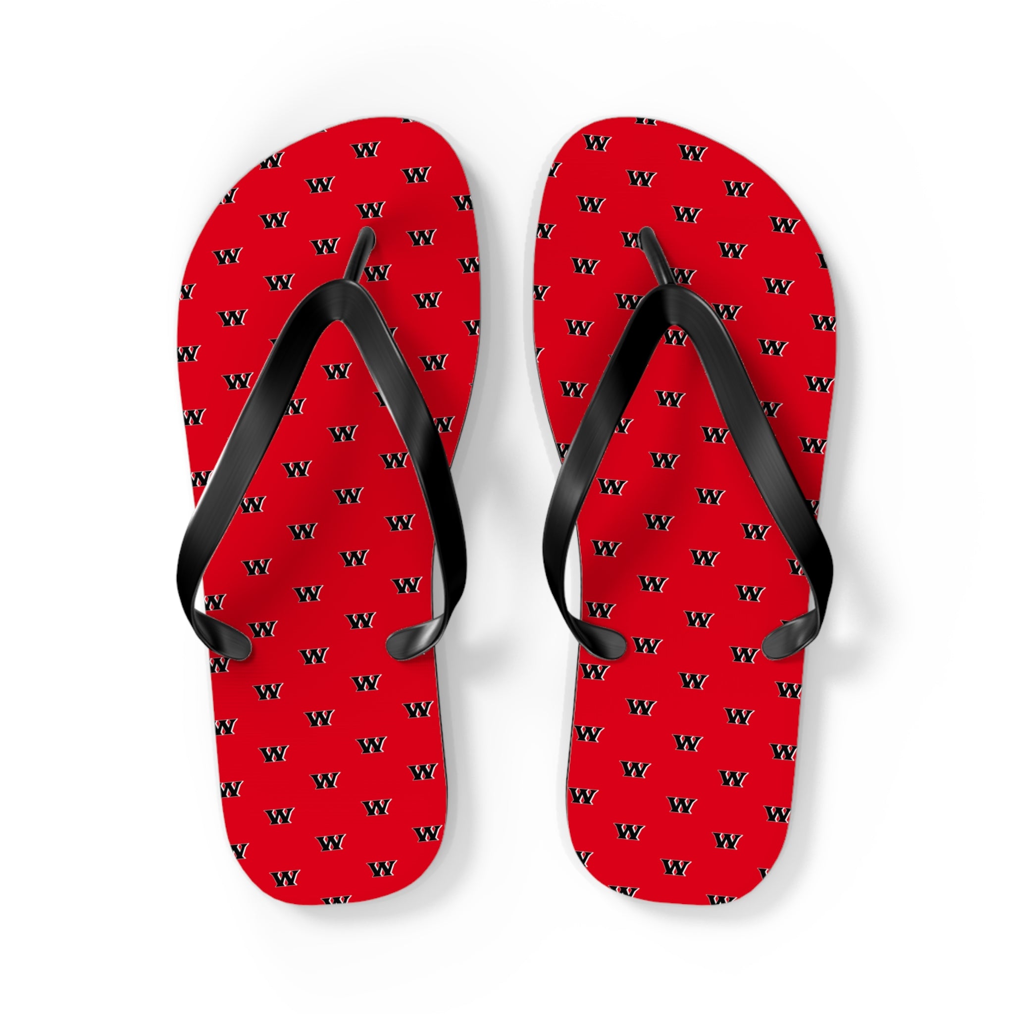 Weir Allover Black W Logo Print Flip Flops