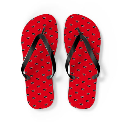 Weir Allover Black W Logo Print Flip Flops