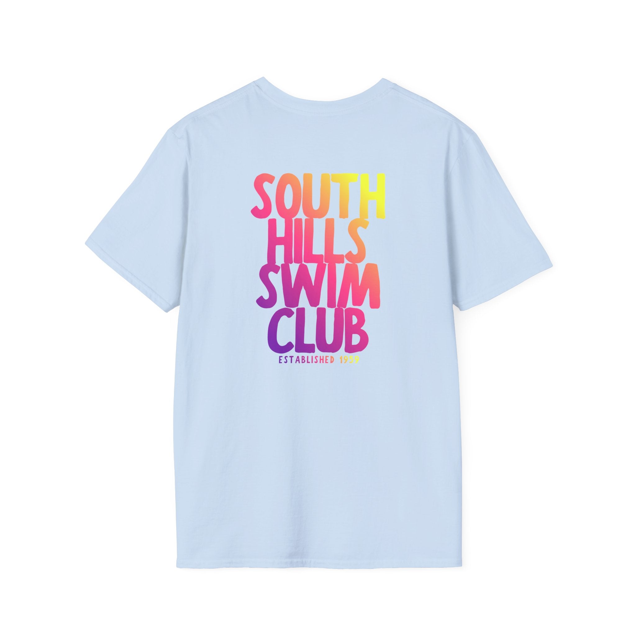 Adult Unisex South Hills Swim Club SHSC Ombre Graphic Short Sleeve Gildan Softstyle Tee