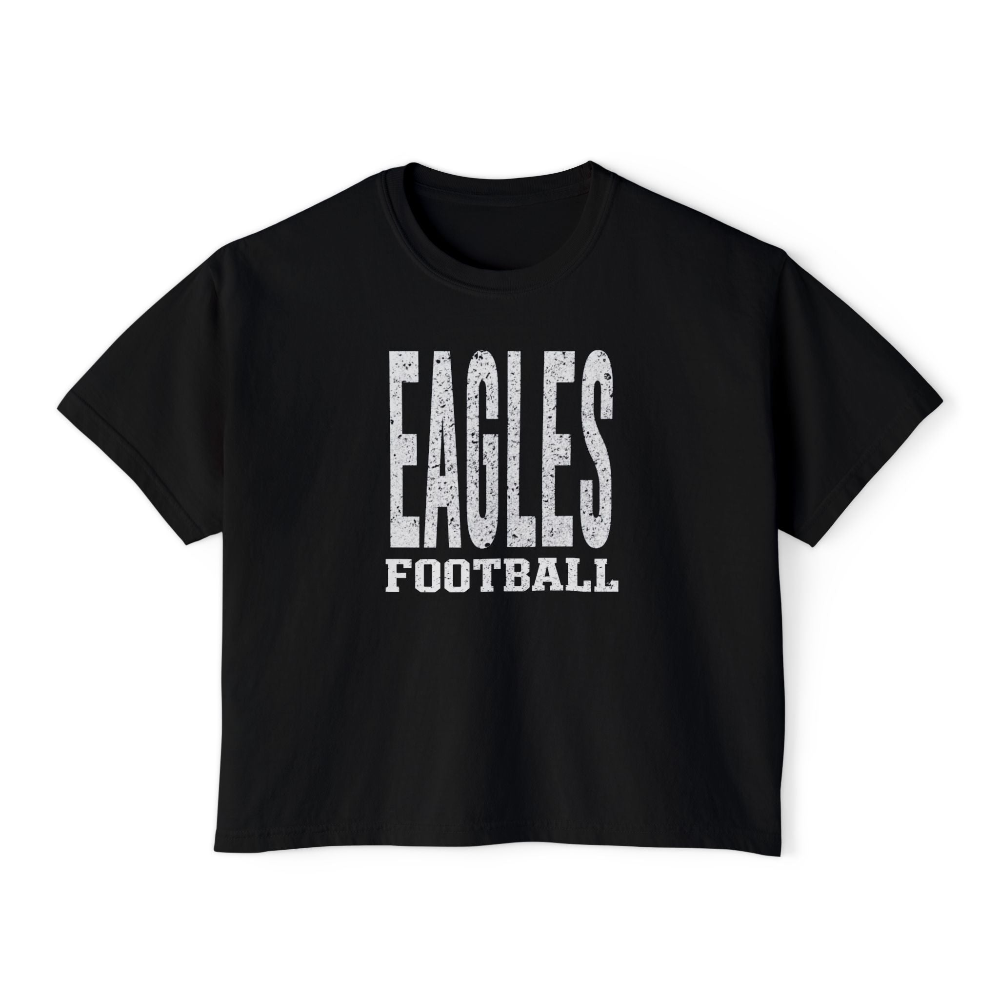 Women's New Albany Football Distressed Enlarged Graphic Boxy Crop Short Sleeve Tee