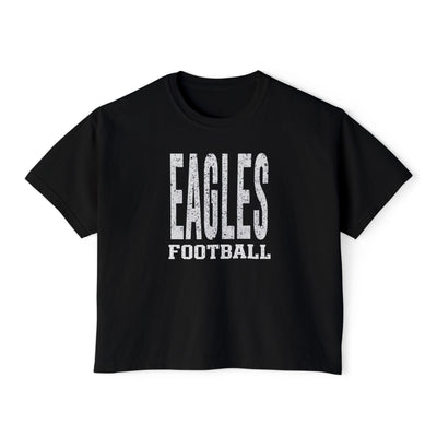 Women's New Albany Football Distressed Enlarged Graphic Boxy Crop Short Sleeve Tee
