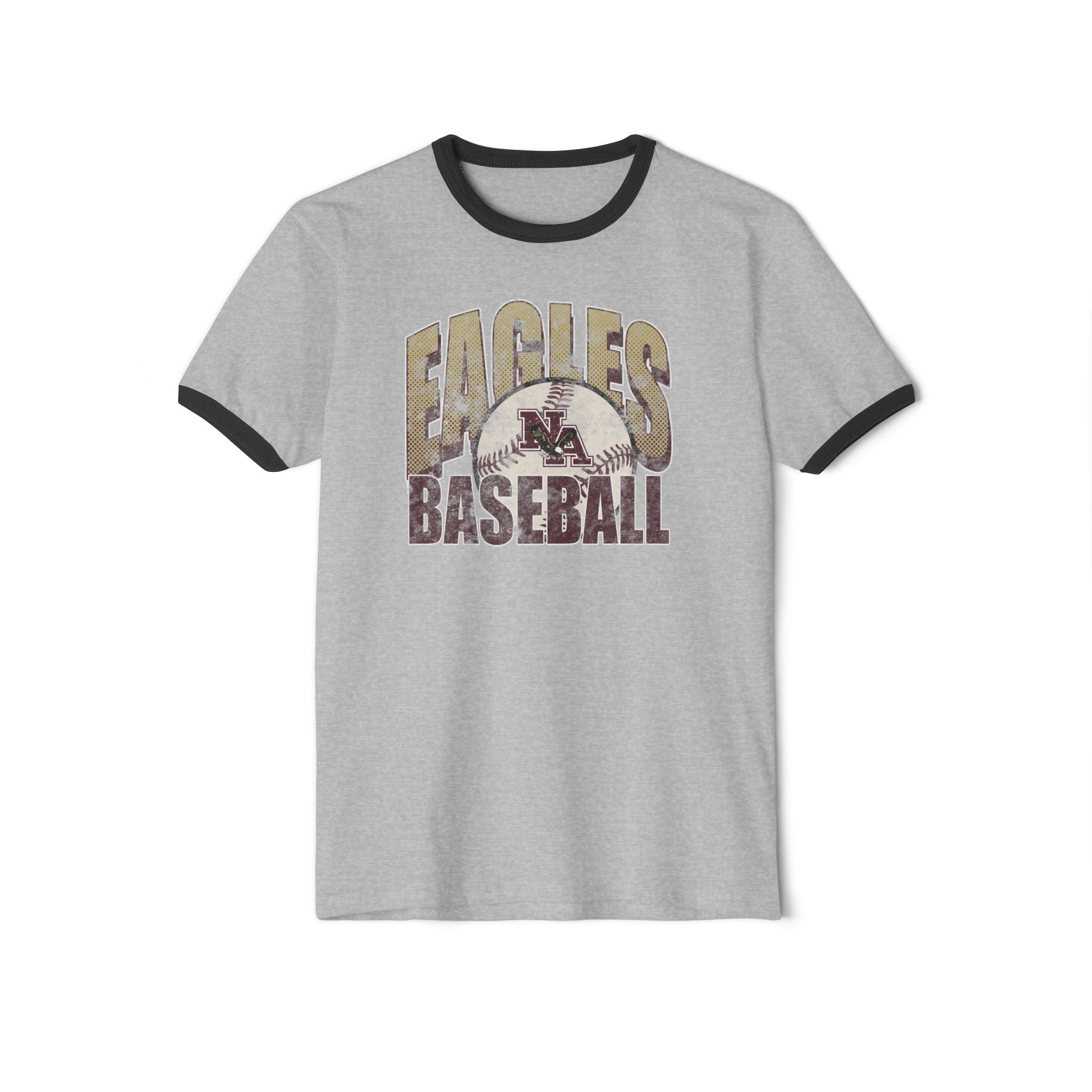 Adult Unisex New Albany Eagles Distressed Dugout Graphic Short Sleeve Ringer Tee