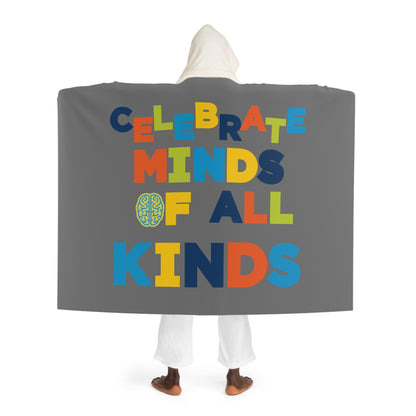 Celebrate Minds of All Kinds Graphic Hooded Sherpa Fleece Blanket