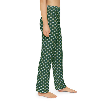 Youth Green Pajama Pants with Allover Brooke Logo Print