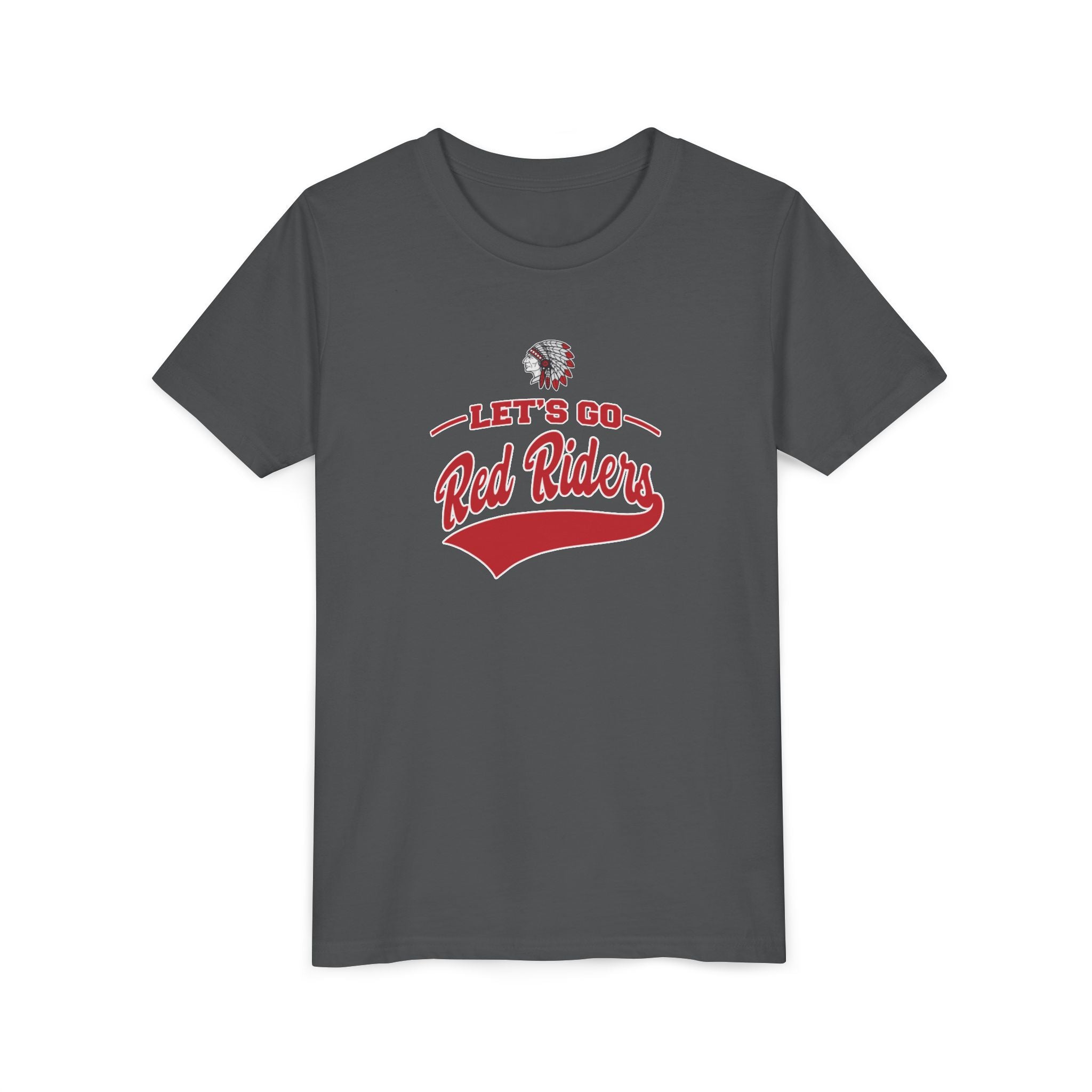 Youth Let's Go Red Riders Graphic Short Sleeve Bella + Canvas Soft Tee