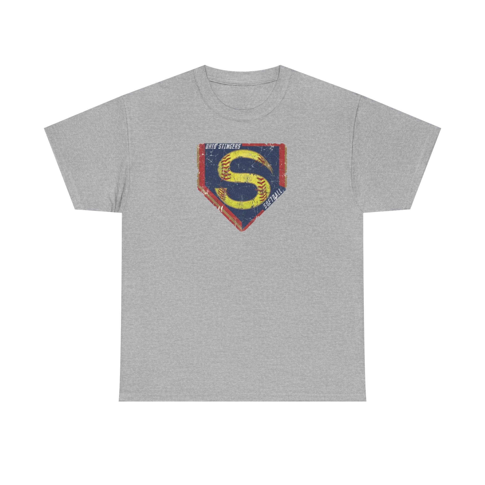 Adult Unisex Stingers Softball Distressed Logo Graphic Short Sleeve Gildan Heavy Tee
