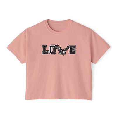 Women's Eagles Love Graphic Short Sleeve Boxy Crop Tee