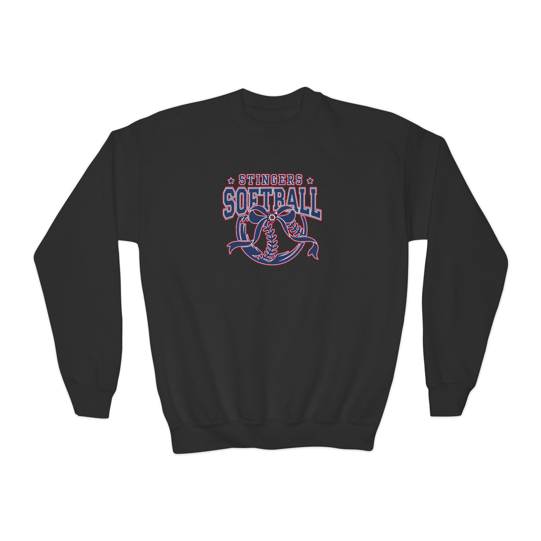 Youth Stingers Softball Spirit Bow Graphic Gildan Heavy Blend Sweatshirt