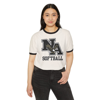 Adult Unisex Classic Logo Softball Graphic Short Sleeve Ringer Tee