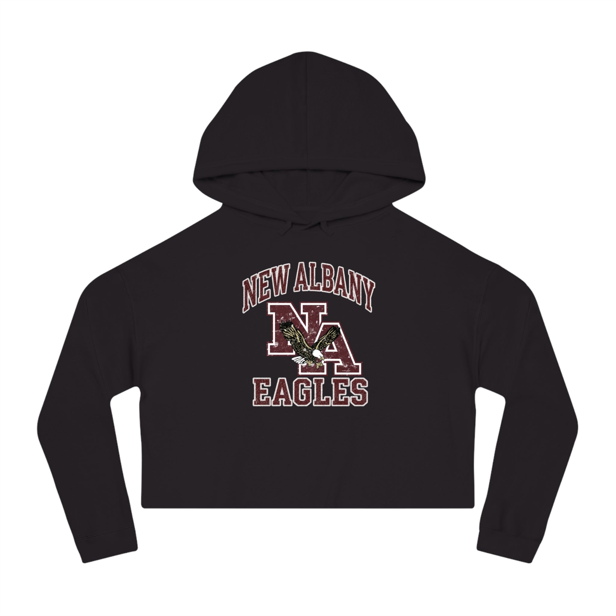 Women's New Albany Vintage Vibes Football Logo Graphic Crop Hoodie