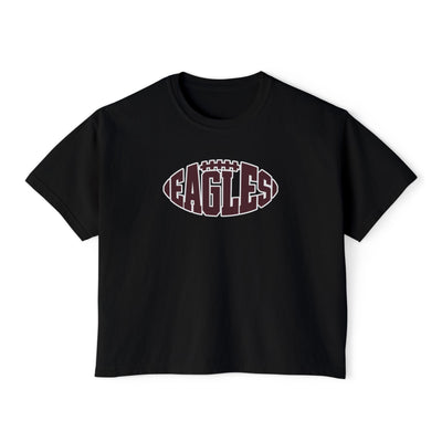 Women's New Albany Football Eagle Ball Graphic  Boxy Crop Short Sleeve Tee