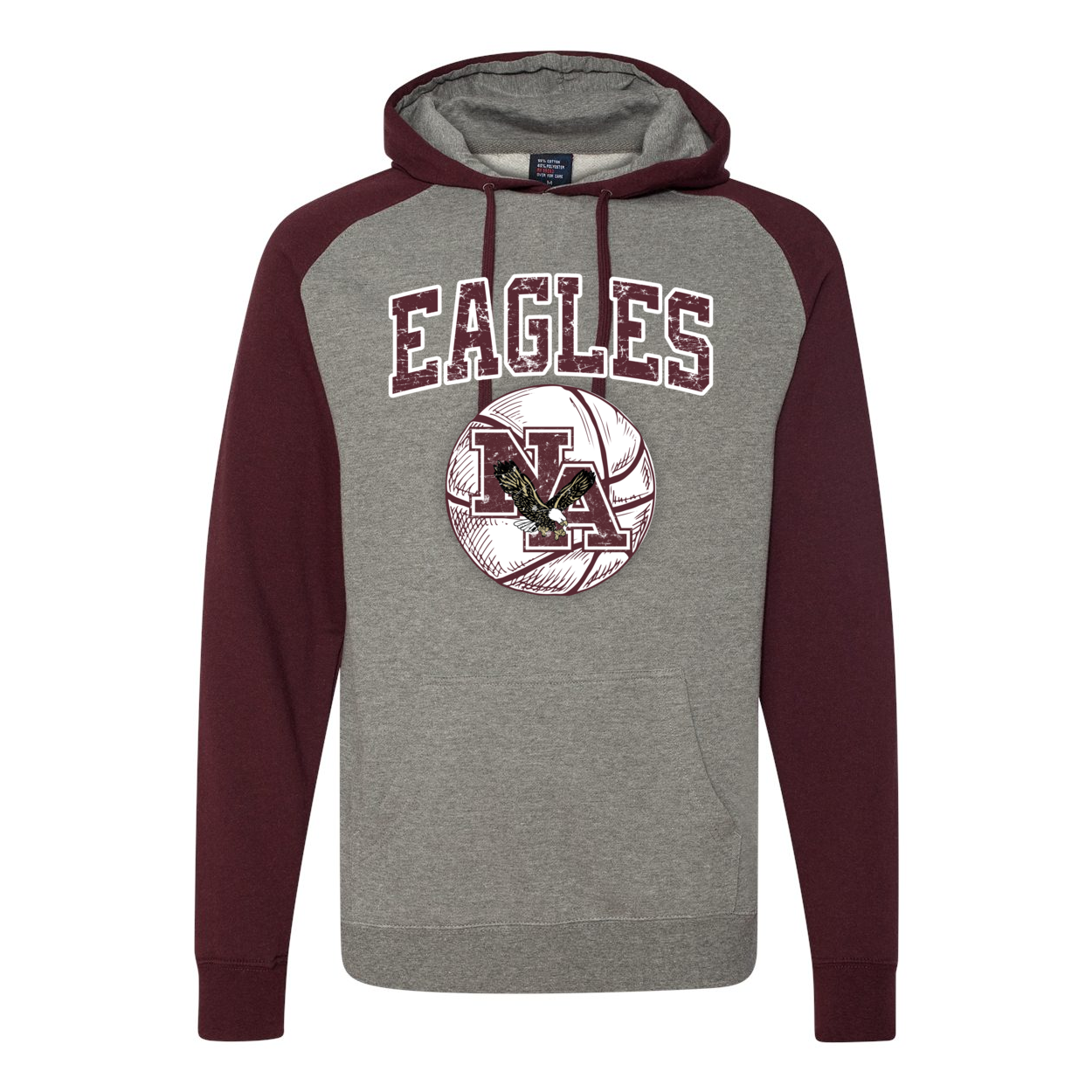 Adult Unisex Vintage Eagles Basketball Raglan Hoodie