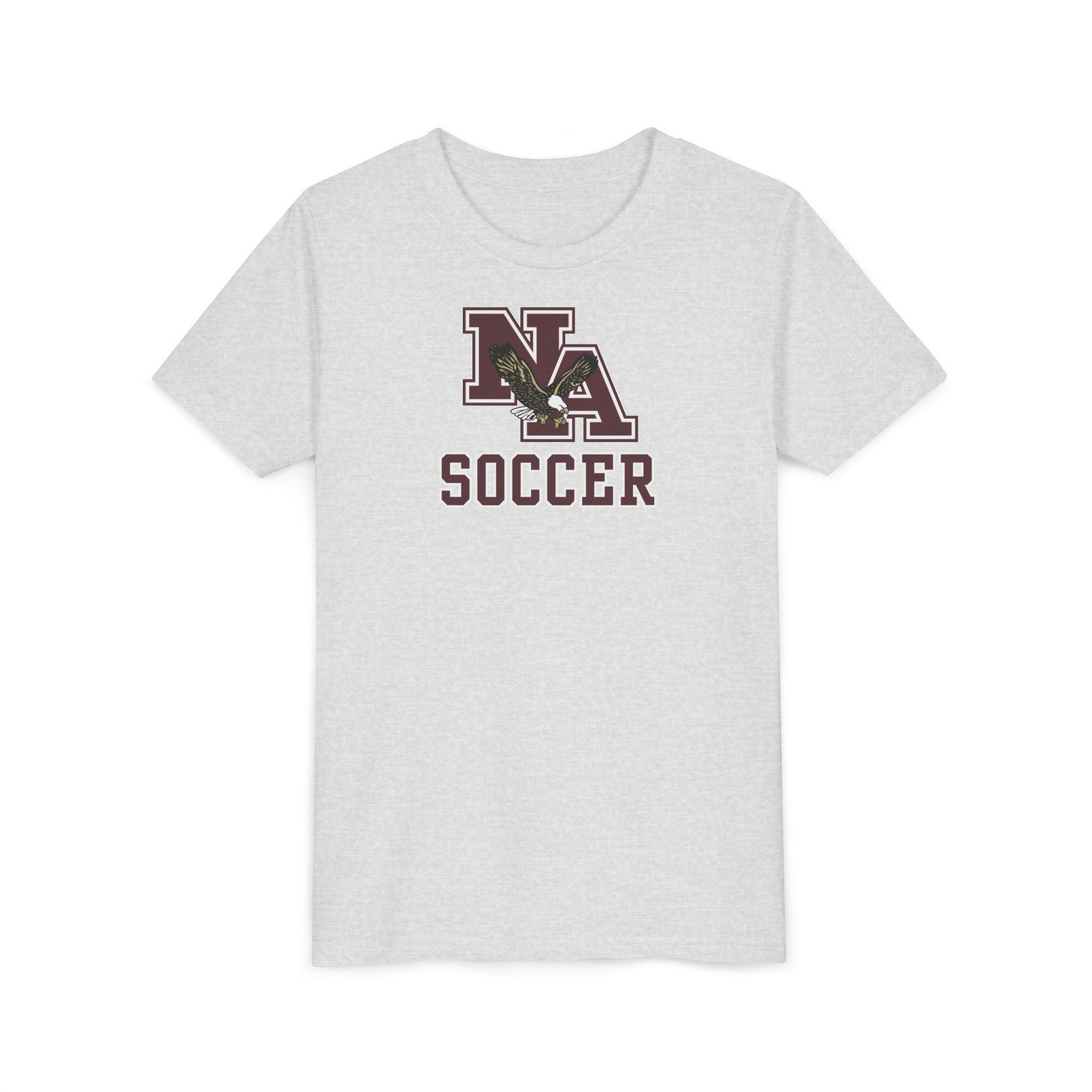 Youth New Albany Classic Maroon Soccer Logo Graphic Short Sleeve Bella + Canvas Soft Tee