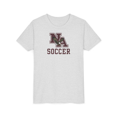 Youth New Albany Classic Maroon Soccer Logo Graphic Short Sleeve Bella + Canvas Soft Tee