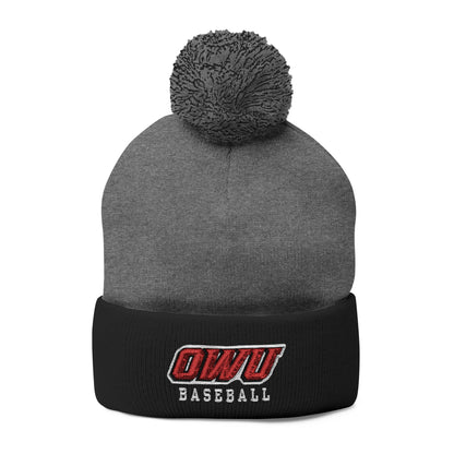 OWU Baseball Pom Pom Knit Hat with Embroidered Logo