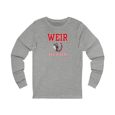 Adult Unisex Weir Red Riders Classic Mascot Graphic Long Sleeve Bella + Canvas Soft Tee
