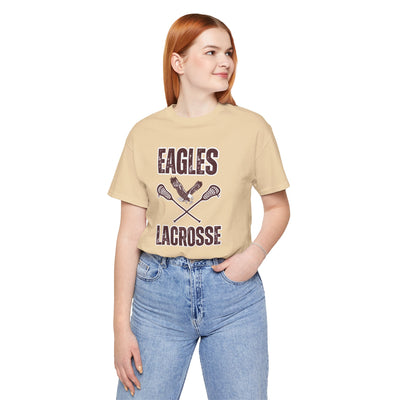 Adult Unisex Distressed Eagles Lacrosse Graphic Short Sleeve Soft Tee