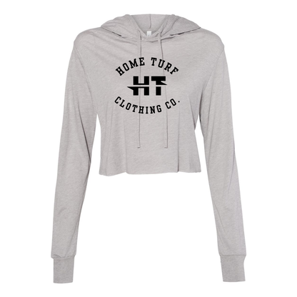 Women's Super Soft Home Turf Logo Long Sleeve Cropped Hooded Tee