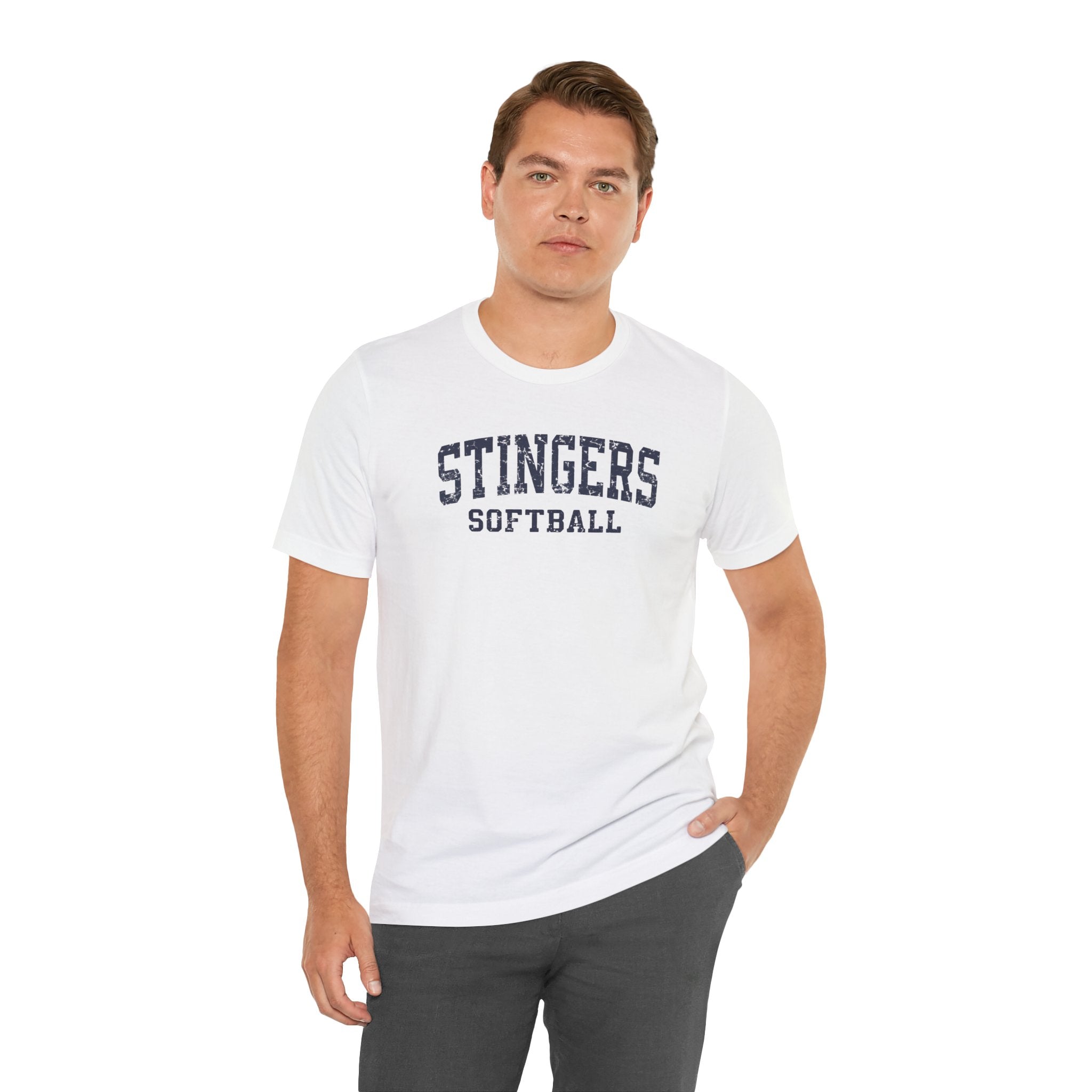 Adult Unisex Stingers Softball Vintage Distressed Graphic Short Sleeve Bella + Canvas Soft Tee