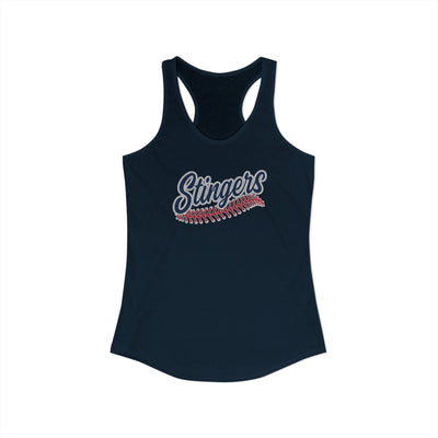 Women's Stingers Softball Stitches Graphic Next Level Racerback Tank