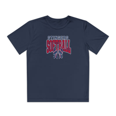 Youth Stingers Softball Stitched Bow Graphic Sport-Tek Competitor Performance Tee