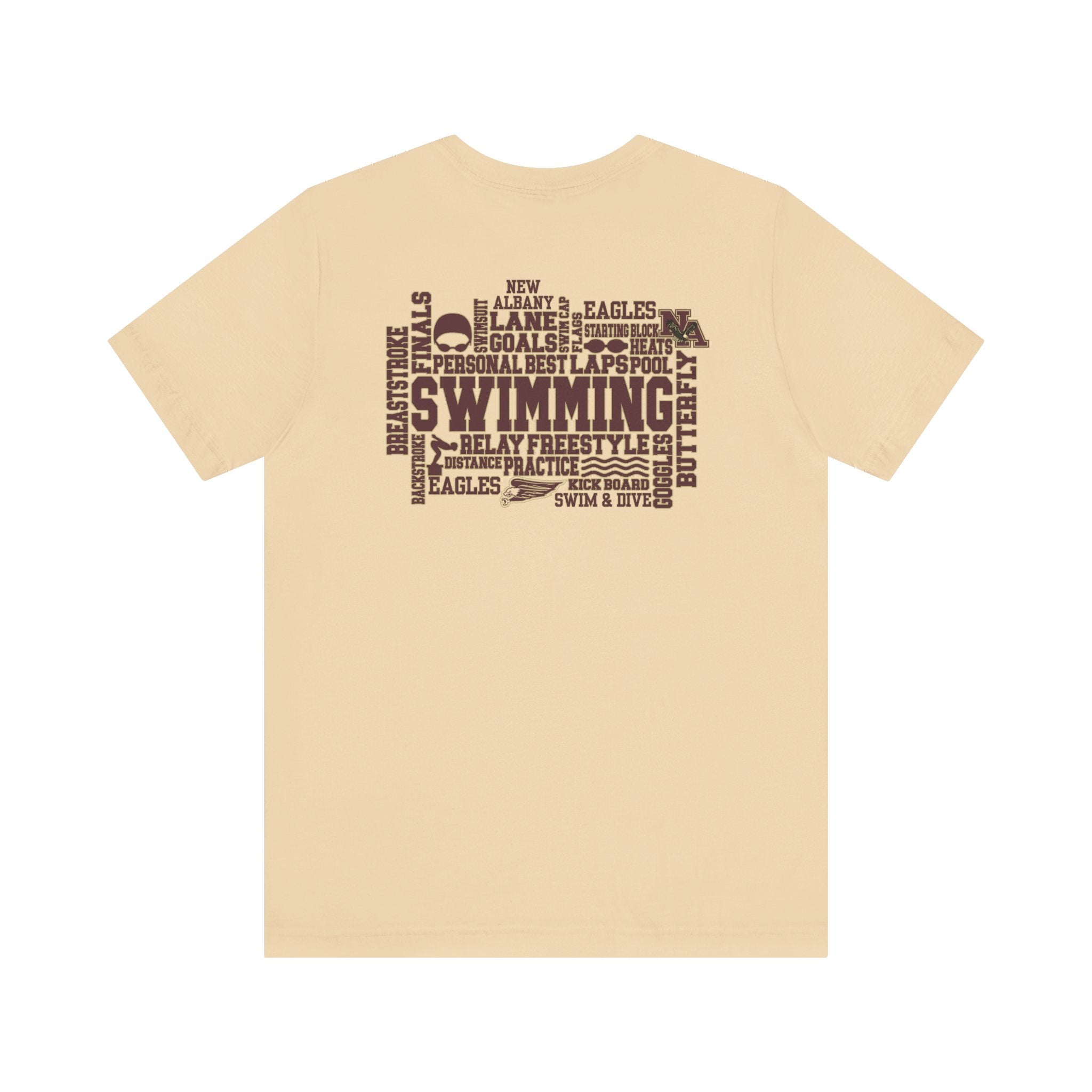 Adult Unisex Swim & Dive Classic Logo with Word Pool Back Graphic Soft Short Sleeve Tee