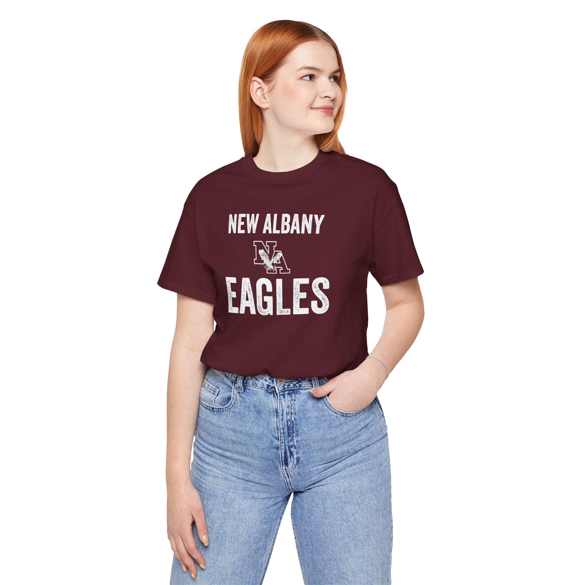 Adult Unisex Vintage Distressed New Albany Eagles Graphic Short Sleeve Soft Tee