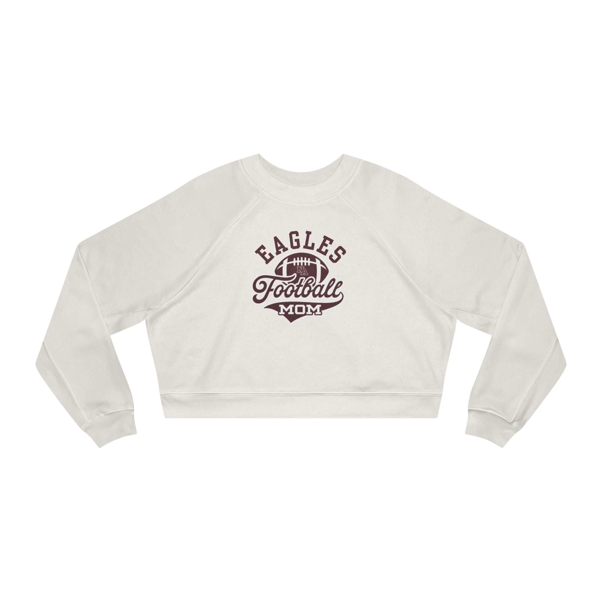 Women's Eagles Spirit Script Football Mom Graphic Cropped Fleece Sweatshirt